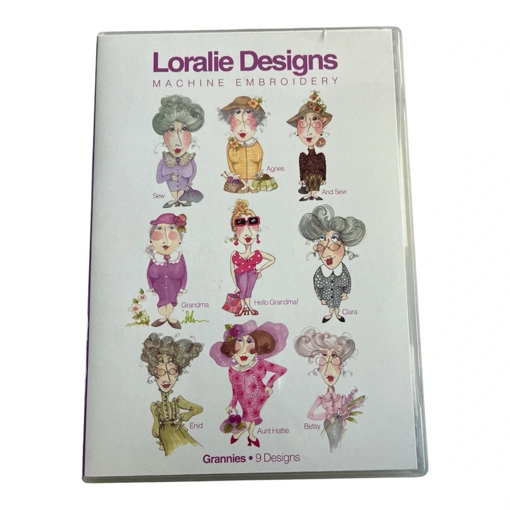 Loralie Designs Machine Embroidery Pattern Grannies 9 Designs Multicolor